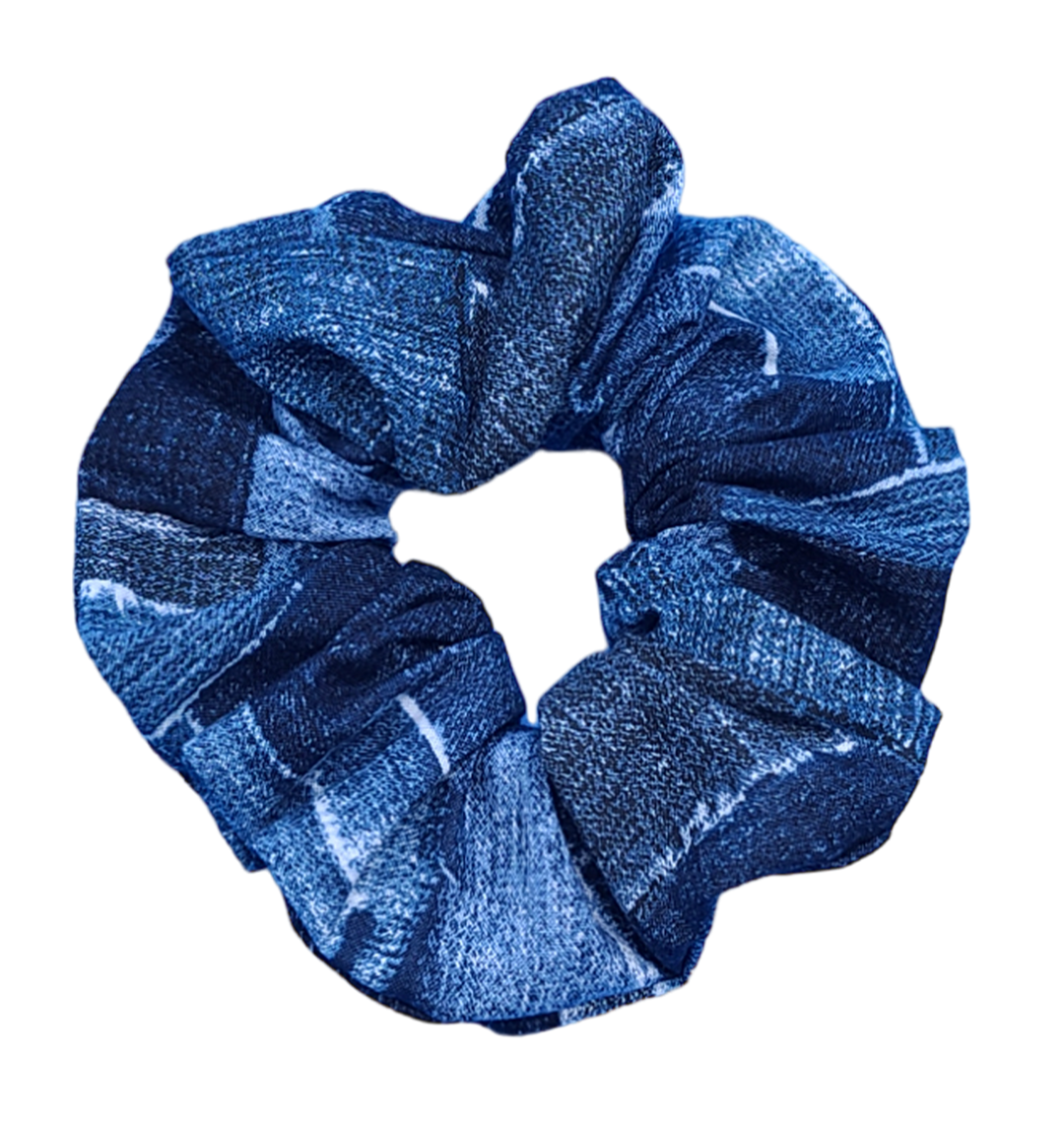 Denim Delight - Large Scrunchie - 100% Cotton
